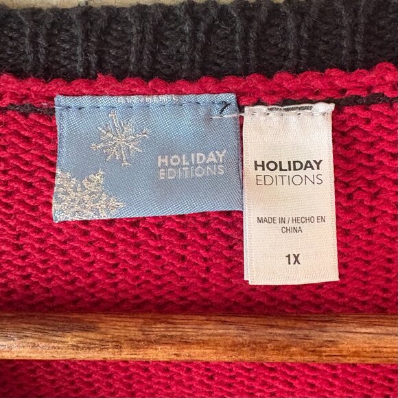 Holiday Editions Ugly Christmas Sweater Vest Zip Skiing Penguins Snowman Size 1X - Picture 9 of 11